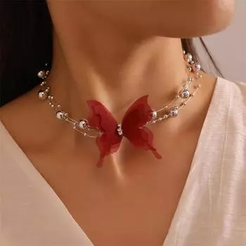 Милые девушки, кристаллическая сетка, колье-бабочка, ожерелье, женская мода, многослойное короткое ожерелье CCB с бисером, цепи, праздничные вечерние украшения