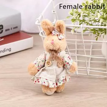 Милые девушки в стиле кантри, льняной брелок с медведем и кроликом, женская пара, сумка, подвеска, игрушка Female rabbit