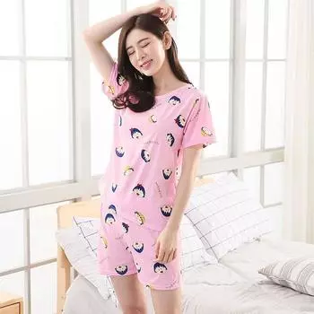Милые домашние костюмы, сексуальная пижама с коротким рукавом, пижамный комплект, женские пижамы M