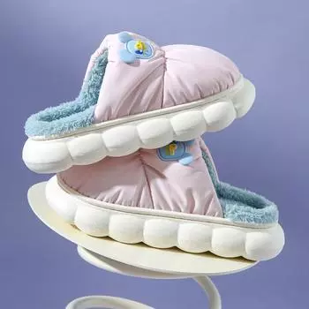 Милые домашние женские тапочки из хлопка конфетного цвета, осенние новые домашние нескользящие плюшевые тапочки, повседневные шлепанцы с круглым носком 36-37