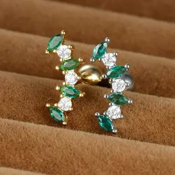 милые дуговые серьги-гвоздики для пирсинга хряща, спираль для козелка, серьги-гвоздики для женщин и девочек, зеленый мини-циркон, ювелирные изделия из нержавеющей стали, подарок
