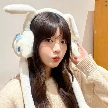 Милые движущиеся прыгающие наушники-кролики, шапка с движущимися ушами, шапка с подушкой безопасности, женские пушистые наушники, мягкие наушники, повседневная одежда, детские подарки
