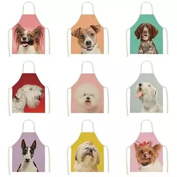 Милые фартуки с рисунком собаки для мужчин и женщин, кухонные фартуки для выпечки, аксессуары для чистки 47x38cm