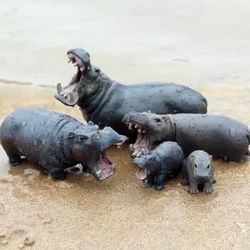 Милые фигурки бегемотов из смолы | Скульптура детеныша бегемота Му Дэн, украшение стола | Переносная настольная статуя бегемота Му Дэн