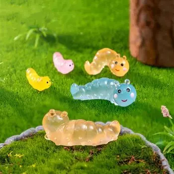 Милые фигурки гусениц из смолы, светящиеся в темноте, гусеница, сказочный сад L фиолетовый