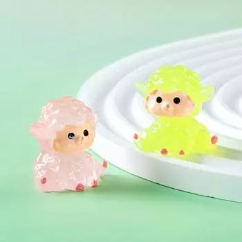 Милые фигурки овец, миниатюры, мультяшные светящиеся овечки, микро-ландшафтные украшения, украшения для дома, аксессуары для декора автомобильной комнаты зелёный