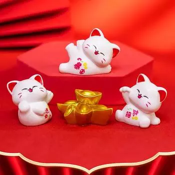 Милые фигурки счастливого кота, микропейзажные изделия, украшения для дома, украшения автомобиля в виде животных, аксессуары для стола