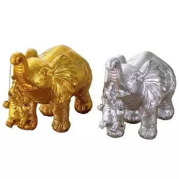 Милые фигурки слонов, полимерные поделки слонов для домашнего декора гостиной золотой