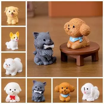 Милые фигурки собак, миниатюры, мультяшные животные, микро-ландшафтные украшения для дома, комнаты, аксессуары для стола
