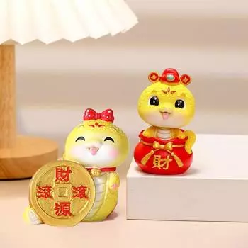 Милые фигурки змей в китайском стиле из мультфильмов, украшение в виде мини-змеи из смолы, декоративное реалистичное украшение для салона автомобиля, весенний фестиваль