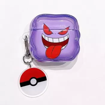 Милые фиолетовые чехлы для наушников Gengar Защитный чехол для Airpods4 Защитный чехол для Airpods3 Чехол для наушников Airpodspro2 AirPods Новинка Ударопрочный Apple Airpods Pro Purple Geng ghost + pendant