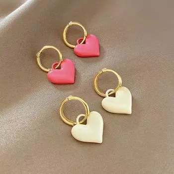 Милые французские милые висячие серьги в корейском стиле, модные женские серьги-кольца розовый