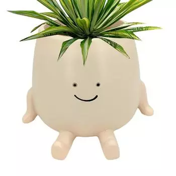 Милые горшки для растений в виде лица, смоляные комнатные горшки для растений в виде кактусов, декоративные горшки для растений в виде головы, садовые горшки для любителей садоводства и посадки белый