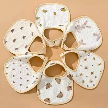 Милые хлопковые марлевые детские нагрудники с рисунком медведя и радуги, мягкая салфетка для кормления новорожденных, полотенце для сбора слюней, нагрудник для малышей Style 1