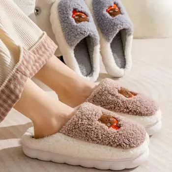 Милые хлопковые тапочки с кроликом для женщин, зимняя пара, предметы интерьера для дома, предметы интерьера для мужчин, мультфильм Four Seasons, мохнатые тапочки 36-37 розовый