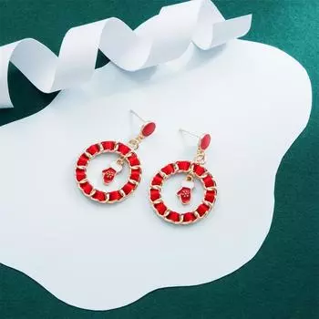 Милые и игривые рождественские серьги Санта-Клаус, круглые серьги на елке, простые и милые серьги