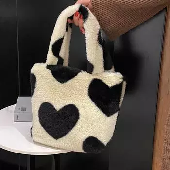Милые и классные малышки любят плюшевую сумку для женщин большой вместимости, женская новая милая сумочка 2024 года белый