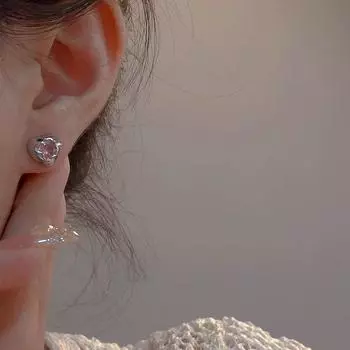 Милые и классные розовые серьги Love Серьги с синими бриллиантами неправильной квадратной формы Niche Design Sense