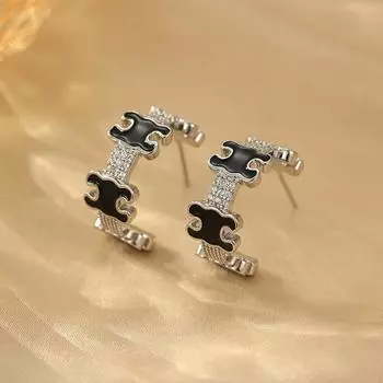 Милые и крутые серьги C-образной формы контрастных цветов с капающим маслом для женщин, темпераментные, чувственные серьги контрастных цветов с тонкой серебряной иглой