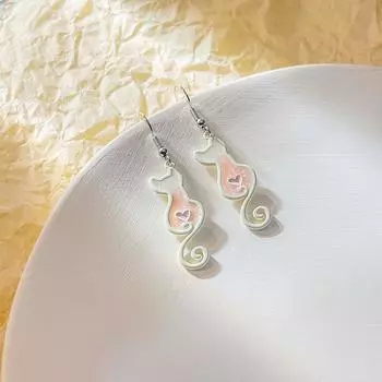 Милые и милые серьги-кошки на лето — красочные кошачьи крючки для ушей для уникального мультяшного образа розовый