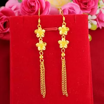 Милые и модные темпераментные позолоченные серьги-кисточки средней длины корейские модные полые серьги-бантики