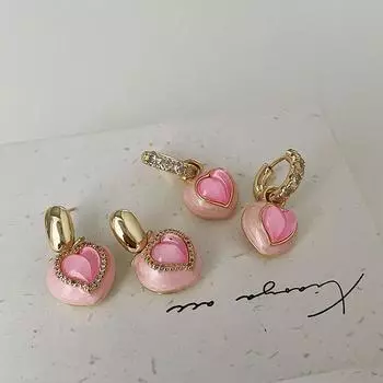 Милые и симпатичные серьги-гвоздики Pink Love Peach, женский дизайн, свежесть и элегантность, индивидуальность, мода, универсальные серьги