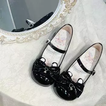 Милые и симпатичные туфли в стиле Лолита с бантом из кролика 2025 года, новые повседневные универсальные туфли Мэри Джейн из кожи 35 бежевый