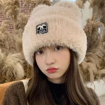 Милые и симпатичные ушки Lei Feng шапка детская зимняя плюшевая утолщенная теплая шерстяная шапка плюшевая защитная шапка-пуловер зимняя Elastic (55-60cm) бежевый