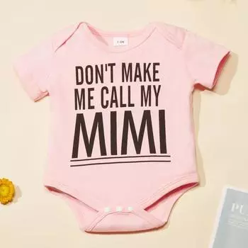 Милые и удобные хлопковые детские комбинезоны с короткими рукавами и забавным принтом «НЕ ЗАСТАВЛЯЙТЕ МЕНЯ ЗОВАТЬ МИМИ» 0-3m розовый