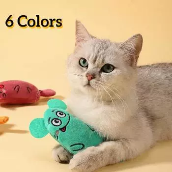 Милые игрушки для кошек, забавные интерактивные плюшевые игрушки для кошек, мини-игрушки для шлифовки зубов, жевательная пищащая игрушка для котенка, аксессуары для домашних животных коричневый