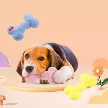 Милые игрушки-косточки для собак, скрежещущие зубами, игрушки-косточки для щенков, пищащие игрушки для жевания, вокальные игрушки для собак, снимающие стресс жёлтый