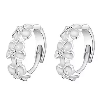 Милые индивидуальные модные посеребренные серьги-клипсы с камелией, женские модные серьги-гвоздики с тремя цветками