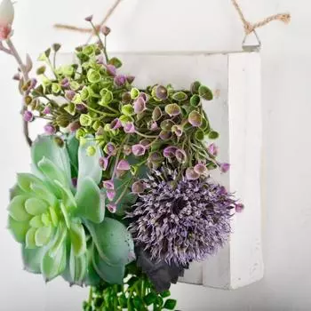 Милые искусственные суккуленты, настенные декоративные деревянные фоторамки, растения, зеленые, фиолетовые, розовые, имитация растений, подвеска