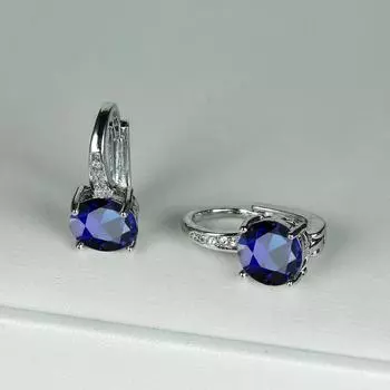 Милые изящные серьги-кольца круглой огранки синего, белого и розового цветов цвета морской волны для женщин, винтажные серебряные свадебные серьги-клипсы Pendientes белый