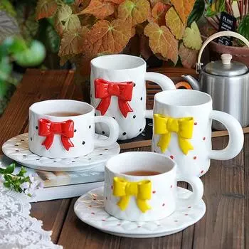 Милые изысканные керамические кофейные чашки для офиса, для послеобеденного чая, кофейная чашка для дома, для завтрака, молочные кружки, парная кружка