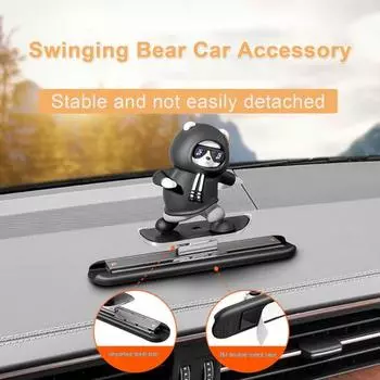 Милые качающиеся медведи, украшения для автомобиля, приборной панели, домашнего офиса, стола, рождественские украшения, украшения для автомобиля, мотоцикла, грузовика чёрный