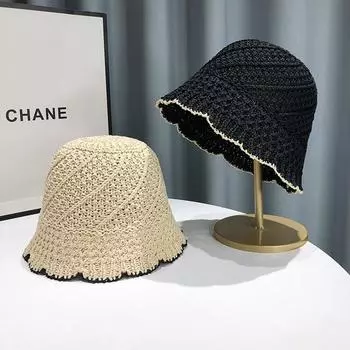 Милые классные летние дышащие тонкие полые панамы для женщин, универсальные маленькие купольные плетеные японские ретро-кепки M56-58cm