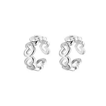 Милые клипсы в форме сердечек, женские фейковые серьги, клипсы для козелка уха, свежий темперамент, без проколов, серьги в виде полых сердечек.