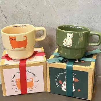 Милые кофейные кружки с котятами и подарочной чашкой для чая, идеальный выбор для послеобеденного чая, подарок от друзей и одноклассников. Посуда для питья 201-300ml