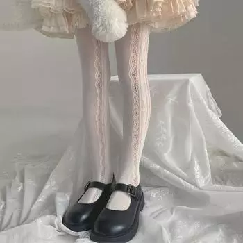 Милые колготки в стиле Лолиты для девочек, колготки для весны и осени, хлопковые вязаные чулки для младенцев, детские колготки, детские колготки для малышей 2-13 лет S чёрный