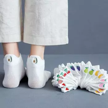 Милые короткие носки, женский комплект, носки до щиколотки с клубникой и авокадо, белые хлопковые забавные носки с низким вырезом и рисунком каваи One Size ucla золотой/белый