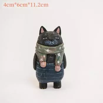 Милые кошачьи деревянные резные украшения ручной работы, расписные деревянные кошачьи фигурки, деревянное милое кошачье настольное украшение, скульптура кота на удачу