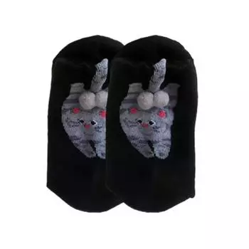 Милые кошачьи носки с помпонами для женщин, оригинальные носки до щиколотки с животными, забавные 3D пушистые помпоны, хлопковые носки для любителей кошек A