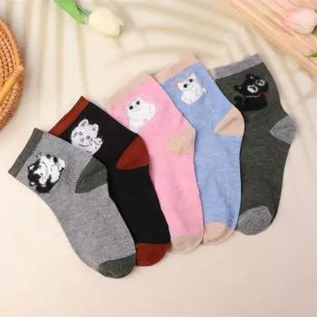 Милые кошачьи носки средней длины, супермягкие носки, теплые, дышащие, впитывающие пот плюшевые носки, теплые носки для сна для девочек, подарки розовый
