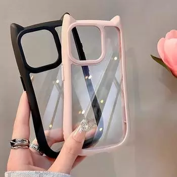 Милые кошачьи ушки для мобильного телефона Mate60 Прозрачный чехол P70ultra Япония и Корея Honor 50pro Жесткий чехол для женщин iPhone15