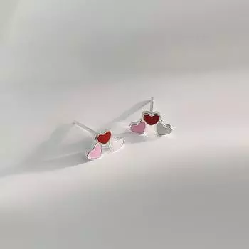 Милые красные серьги Love, маленькие розовые серьги в форме сердца, подарок на День святого Валентина для девушки