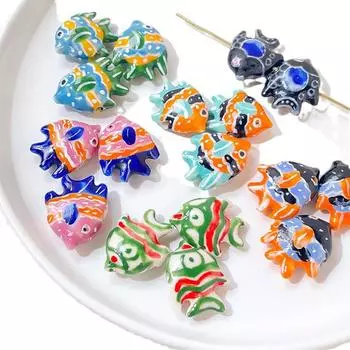 Милые красочные расписанные вручную глубоководные рыбы тропические рыбы бисерный браслет ручной работы ожерелье материал Diy ювелирные изделия аксессуары подарки as the picture
