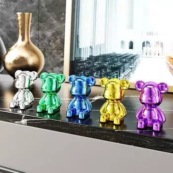 Милые красочные украшения в виде медведя на приборной панели автомобиля Украшения в виде свирепого медведя Украшения для центральной консоли Подарки для офиса Украшения для автодекора золотой