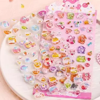 Милые креативные 3D рельефные наклейки Наклейки для канцелярских товаров в виде дневника своими руками Милые эстетичные наклейки для декора Забавные водонепроницаемые наклейки A4