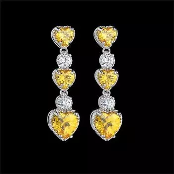 Милые креативные серьги-подвески в форме сердца с кристаллами для девочек AAA, элегантные длинные висячие ювелирные изделия, женские роскошные серьги-гвоздики красный